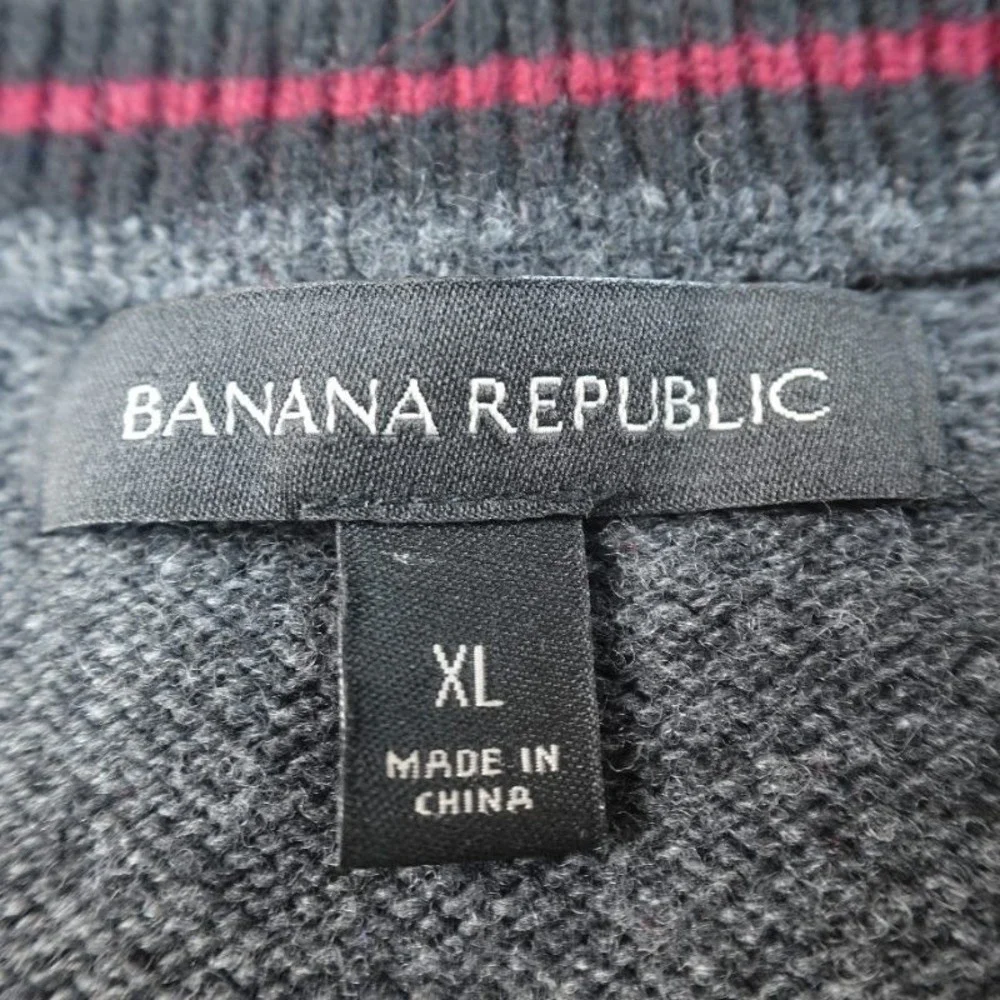 Banana Republic Sweater Mens XL Gray Merino Extra Fine Wool Pullover‎ Crewneck